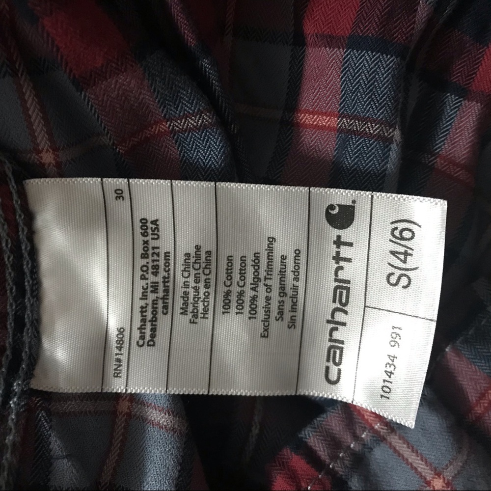 Carhartt Blue and Cranberry Plaid Button Up - Picture 6 of 7